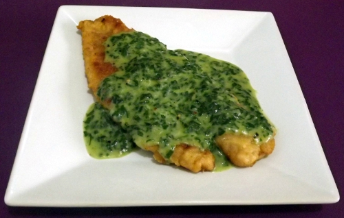 file de peixe molho de espinafre