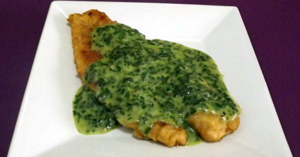 receita file de peixe molho de espinafre