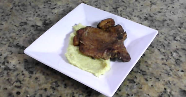 receita bisteca suina pure batata-doce